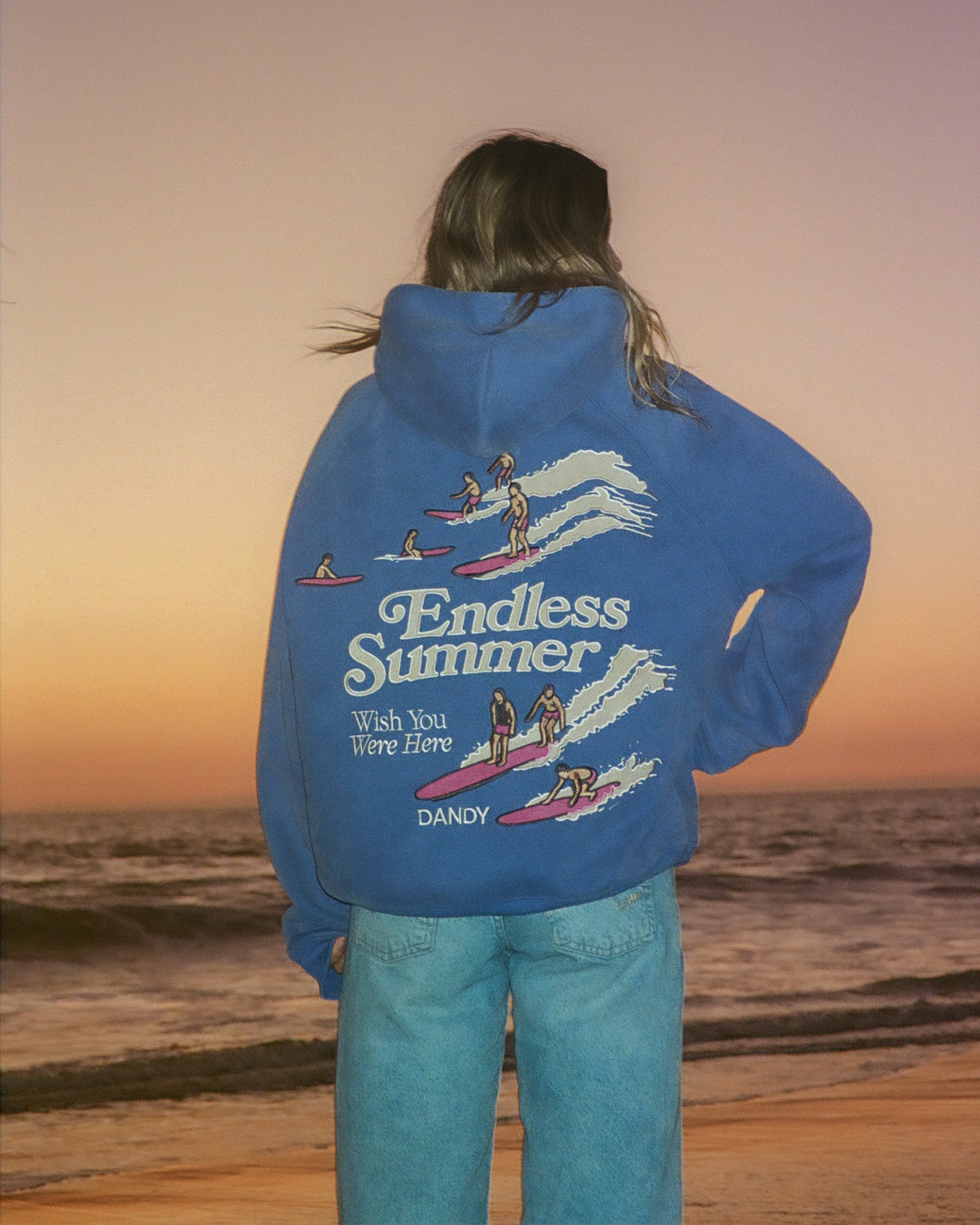 Endless Summer Oversized Lux Hoodie in Vintage Washed Blue