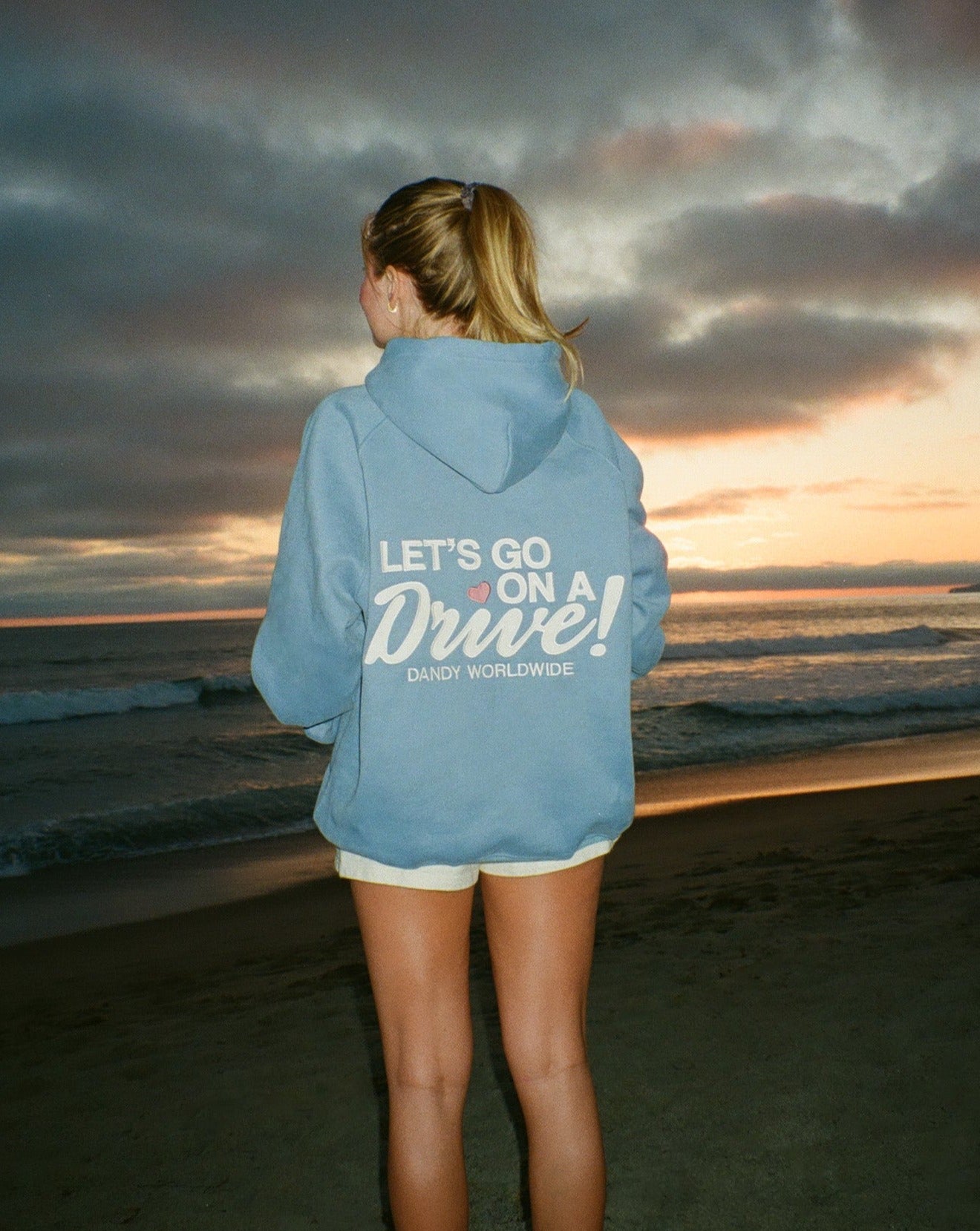 Let's Go on a Drive Oversized Lux Hoodie in Blue