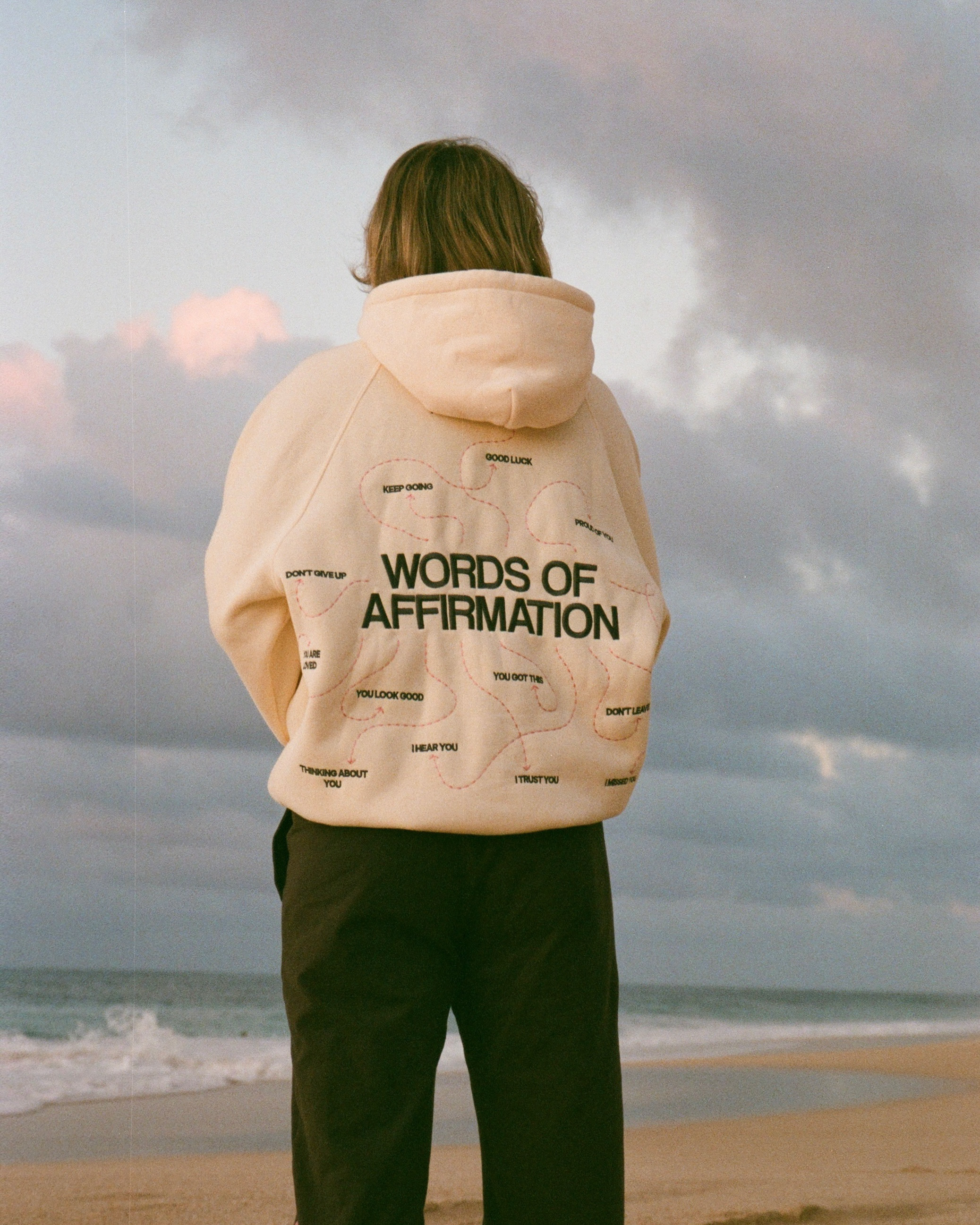 Words of Affirmation Oversized Lux Hoodie in Cream